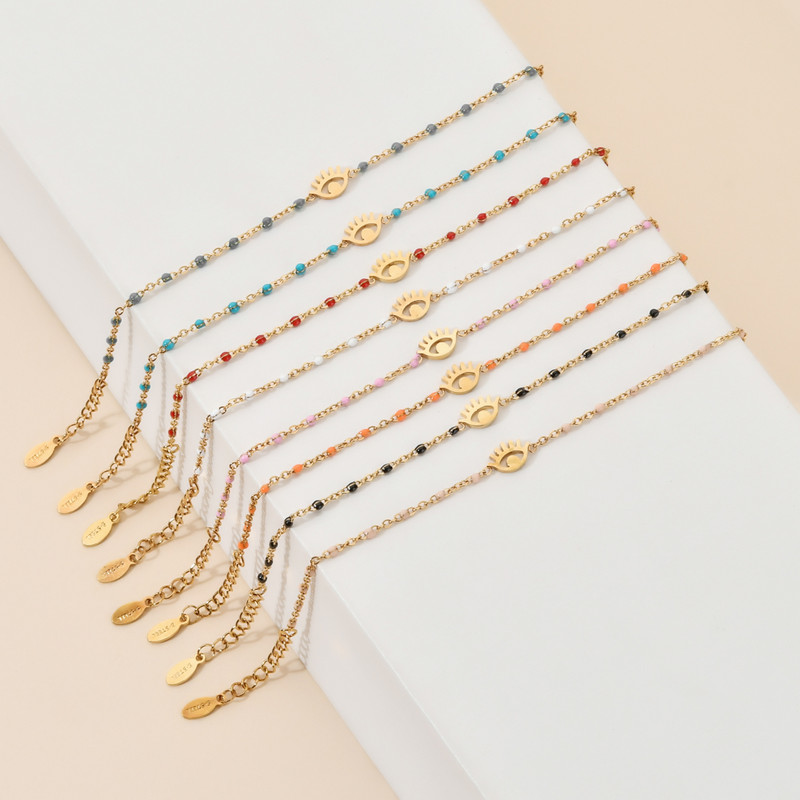 ZMZY Hot Sale Rozsdamentes acél karkötő női karkötő zománc Evil Eye karkötő Link Lánc karkötő bizsuk Divatékszerek