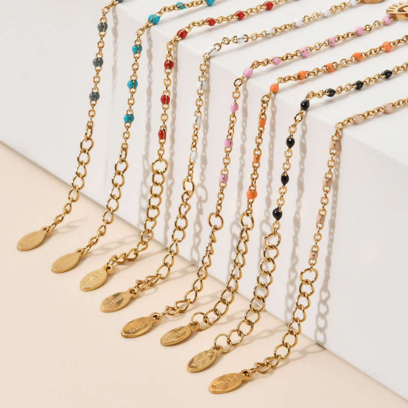 ZMZY Hot Sale Rozsdamentes acél karkötő női karkötő zománc Evil Eye karkötő Link Lánc karkötő bizsuk Divatékszerek