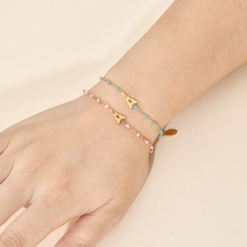 ZMZY Boho Jauki daudzkrāsaini Eifeļa torņa šarmu rokassprādzes Modes rotaslietas Nerūsējošā tērauda ķēdes Sieviešu rokassprādzes