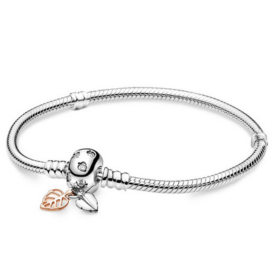 Charms Гривна с цвят на стерлингово сребро Верига с корона Искряща дискова закопчалка Змийска верига Гривна с талисман за жени Бижута