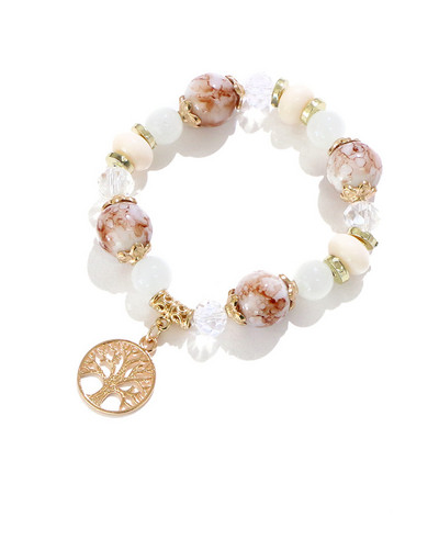 SAY ar rokām darināta DIY rokassprādze Dabīgā akmens raksta akmens krelles elastīga virves aukla doba sakausējuma metāla kulonu ballītes dāvanu rotaslietas