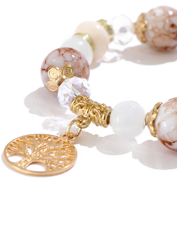 SAY ar rokām darināta DIY rokassprādze Dabīgā akmens raksta akmens krelles elastīga virves aukla doba sakausējuma metāla kulonu ballītes dāvanu rotaslietas