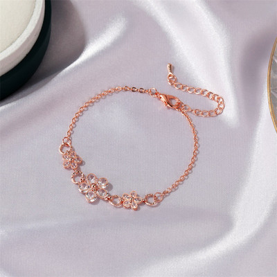 Jaunas korejiešu saldās piecu lapu ziedu rokassprādzes sievietēm šarms divpusēji ziedi metāla rokassprādze kāzu ballīšu rotaslietas dāvanas