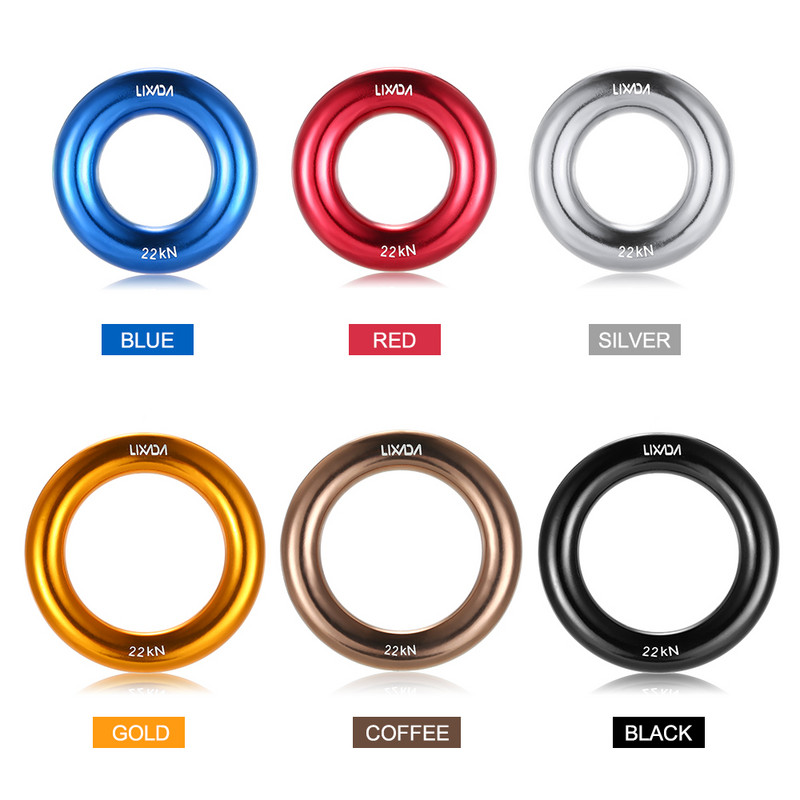 Lixada 22KN szikla hegymászó O-gyűrűs alumínium Rappel Ring kültéri sziklamászó függőágy biztonsági mentőfelszerelés