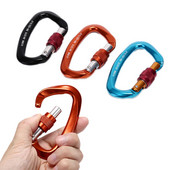 Alpinizmas 25KN urvinis laipiojimo uolomis karabinas D formos saugos pagrindinio sraigtinio užrakto sagties laipiojimo įranga