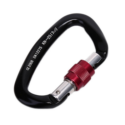 Alpinizmas 25KN urvinis laipiojimo uolomis karabinas D formos saugos pagrindinio sraigtinio užrakto sagties laipiojimo įranga