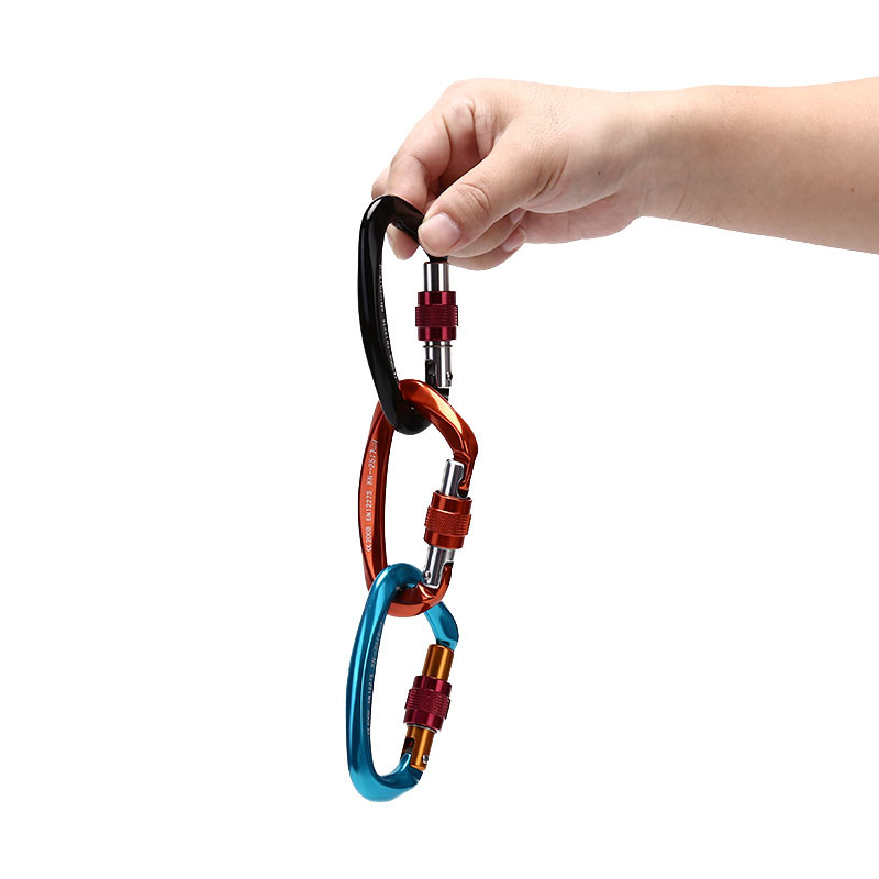Alpinizmas 25KN urvinis laipiojimo uolomis karabinas D formos saugos pagrindinio sraigtinio užrakto sagties laipiojimo įranga