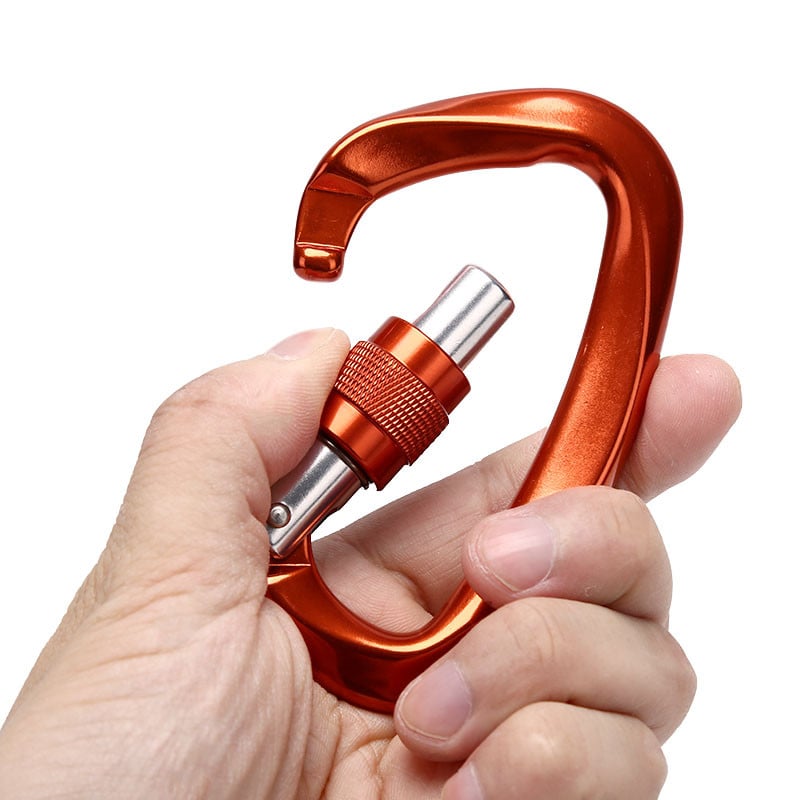 Alpinizmas 25KN urvinis laipiojimo uolomis karabinas D formos saugos pagrindinio sraigtinio užrakto sagties laipiojimo įranga
