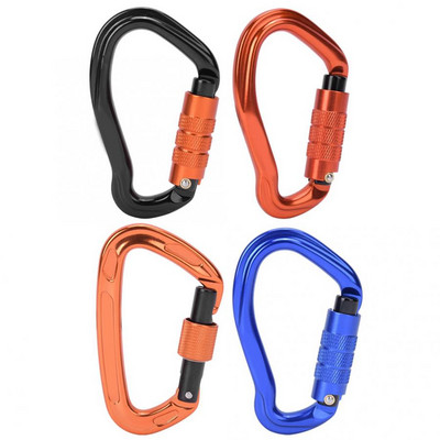 Професионален карабинер D-образна форма 12KN/24KN Carbiner Key Hooks Climbing Ascend Security Safety Master Lock Outdoor Protective Gear