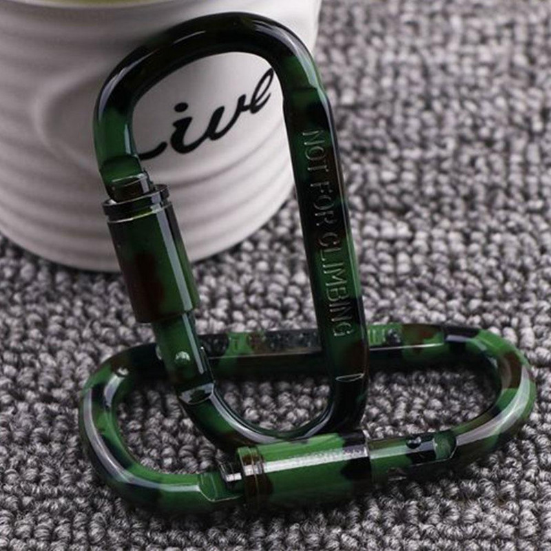 D formos aliuminio lydinio karabinas Daugiafunkcinis raktų pakabukas laipiojimo į kalnus reikmenų kamufliažas