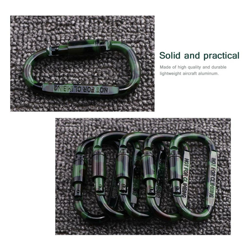 D formos aliuminio lydinio karabinas Daugiafunkcinis raktų pakabukas laipiojimo į kalnus reikmenų kamufliažas