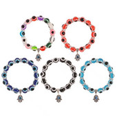 Turkish Evil Eye Palm elastīga rokassprādze sievietēm vīriešiem Modernas zilas acis ar pērlītēm sieviešu laimīgas rokassprādzes, rotaslietas dāvanas