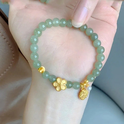 Madinga korėjietiška saldžiųjų vyšnių žiedų apyrankė su gėlėmis moterims Puikaus žavesio krištolo karoliukai Reguliuojama apyrankė Vakarėlio papuošalai Dovanos