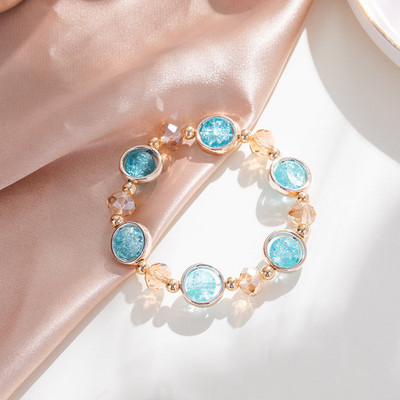 Madinga korėjietiška saldžiųjų vyšnių žiedų apyrankė su gėlėmis moterims Puikaus žavesio krištolo karoliukai Reguliuojama apyrankė Vakarėlio papuošalai Dovanos