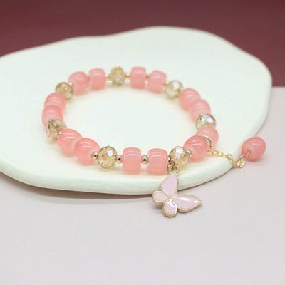 Madinga korėjietiška saldžiųjų vyšnių žiedų apyrankė su gėlėmis moterims Puikaus žavesio krištolo karoliukai Reguliuojama apyrankė Vakarėlio papuošalai Dovanos