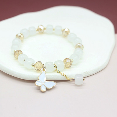 Madinga korėjietiška saldžiųjų vyšnių žiedų apyrankė su gėlėmis moterims Puikaus žavesio krištolo karoliukai Reguliuojama apyrankė Vakarėlio papuošalai Dovanos