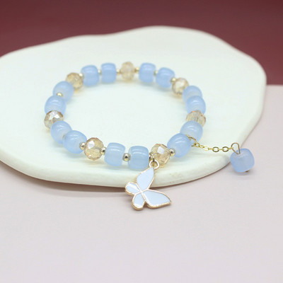 Madinga korėjietiška saldžiųjų vyšnių žiedų apyrankė su gėlėmis moterims Puikaus žavesio krištolo karoliukai Reguliuojama apyrankė Vakarėlio papuošalai Dovanos