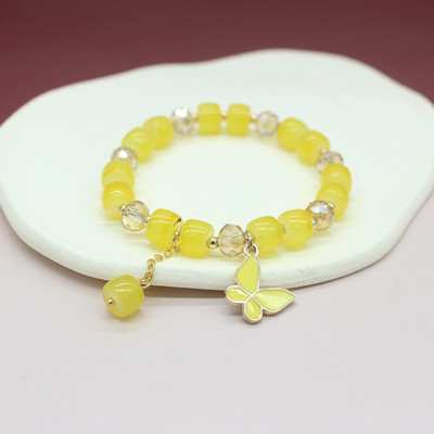 Madinga korėjietiška saldžiųjų vyšnių žiedų apyrankė su gėlėmis moterims Puikaus žavesio krištolo karoliukai Reguliuojama apyrankė Vakarėlio papuošalai Dovanos