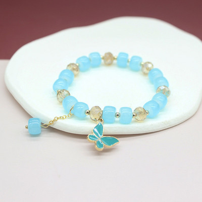 Madinga korėjietiška saldžiųjų vyšnių žiedų apyrankė su gėlėmis moterims Puikaus žavesio krištolo karoliukai Reguliuojama apyrankė Vakarėlio papuošalai Dovanos