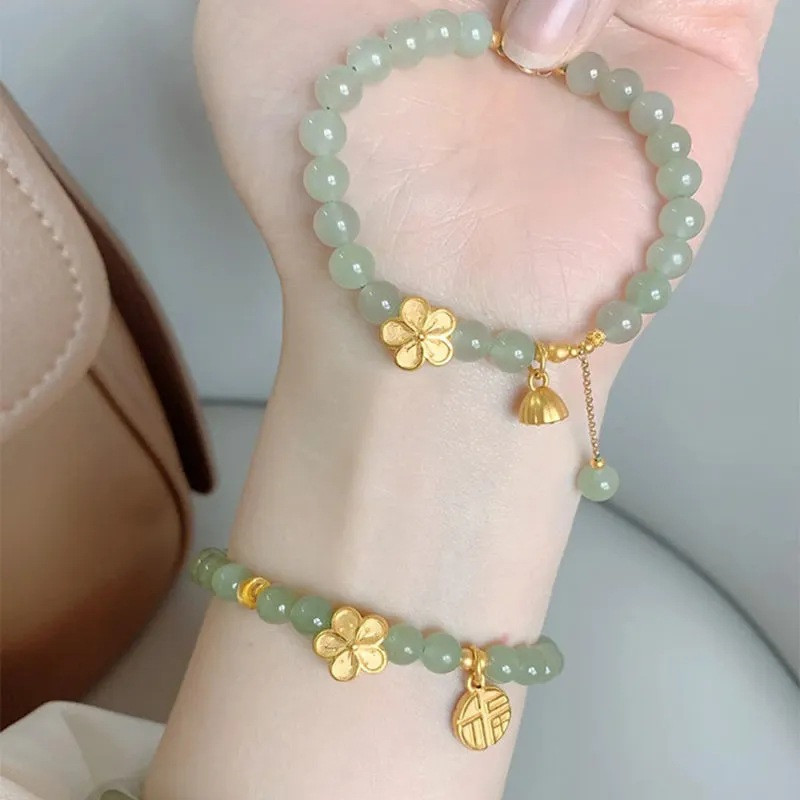 Madinga korėjietiška saldžiųjų vyšnių žiedų apyrankė su gėlėmis moterims Puikaus žavesio krištolo karoliukai Reguliuojama apyrankė Vakarėlio papuošalai Dovanos