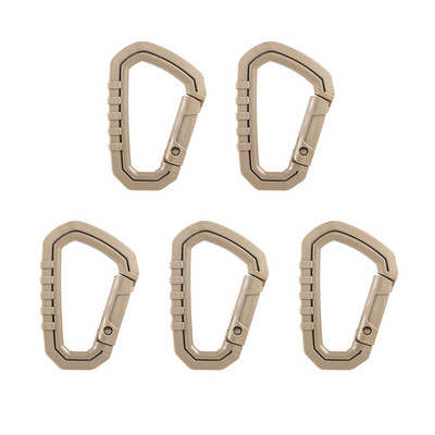 5 vnt. lauko karabinas Molle sagtis, spyruoklinis karabinas, D formos žiedas, raktų pakabukas, kietas plastikas, EDC raktų pakabukas.