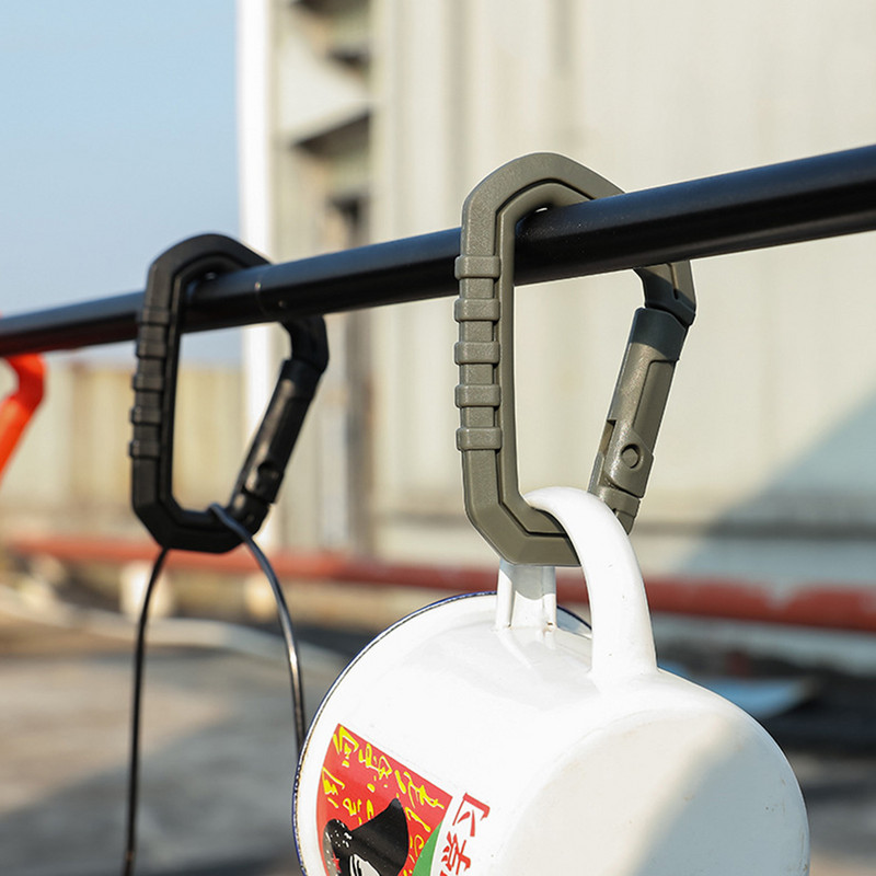 5 vnt. lauko karabinas Molle sagtis, spyruoklinis karabinas, D formos žiedas, raktų pakabukas, kietas plastikas, EDC raktų pakabukas.