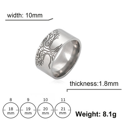 Skyrim Vikingu dzīvības koks Gredzeni nerūsējošā tērauda zelta krāsā 10 MM plati pirkstu gredzeni Amulets rotaslietas Ziemassvētku dāvana vīriešiem sievietēm