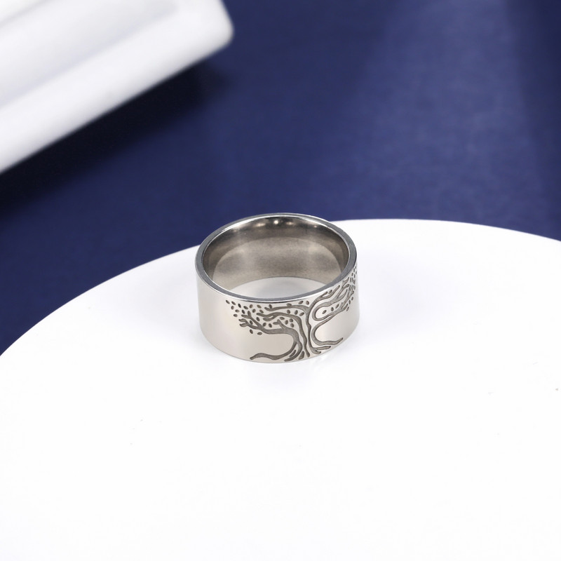 Skyrim Vikingu dzīvības koks Gredzeni nerūsējošā tērauda zelta krāsā 10 MM plati pirkstu gredzeni Amulets rotaslietas Ziemassvētku dāvana vīriešiem sievietēm