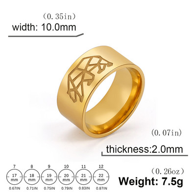 Skyrim Novi origami medvjedić Prsten od nehrđajućeg čelika 10 mm širok punk prsten sa životinjskim prstenom 2023. Trendy nakit Poklon za Valentinovo za muškarce Žene