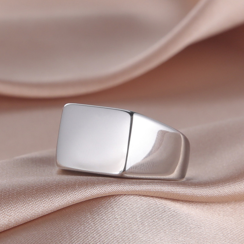 Skyrim nerūsējošā tērauda taisnstūra zīmogu gredzeni vīriešiem sievietēm, minimālisma plati gredzeni, 2023. gada tendence kāzu pāra rotaslietas