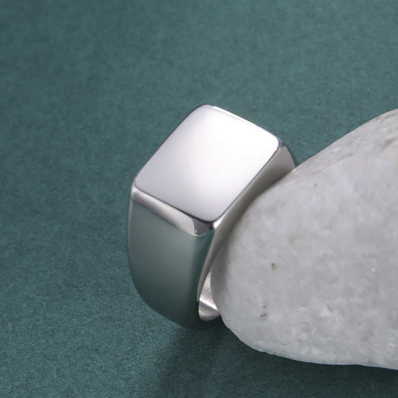 Skyrim nerūsējošā tērauda taisnstūra zīmogu gredzeni vīriešiem sievietēm, minimālisma plati gredzeni, 2023. gada tendence kāzu pāra rotaslietas