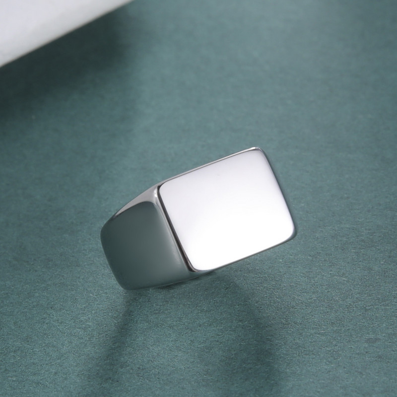 Skyrim nerūsējošā tērauda taisnstūra zīmogu gredzeni vīriešiem sievietēm, minimālisma plati gredzeni, 2023. gada tendence kāzu pāra rotaslietas