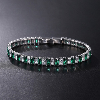 Βραχιόλια με αλυσίδα 4mm Cubic Zirconia Green Tennis Bracelet Chain Bracelet για Γυναικεία Ανδρικά Χρυσή Ασημί Χρώμα Αλυσίδα χεριών CZ Chain Homme Jewelry