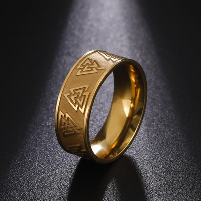 Skyrim Nordic Valknut gyűrű rozsdamentes acél arany színű Viking amulett talizmán ujjgyűrűk ékszer ajándék férfiaknak női szerető