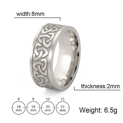 Skyrim Viking Triquetra Inel pentru bărbați, femei, vintage, amulete din oțel inoxidabil, nod celtici, inele punk pentru degete, bijuterii cadou