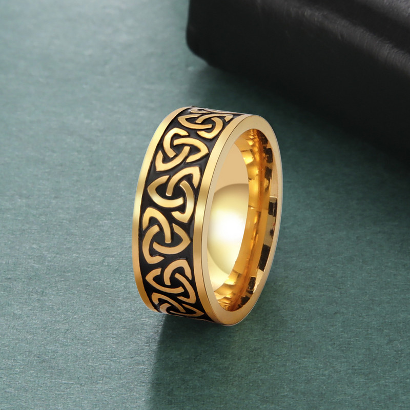 Skyrim Viking Triquetra Inel pentru bărbați, femei, vintage, amulete din oțel inoxidabil, nod celtici, inele punk pentru degete, bijuterii cadou