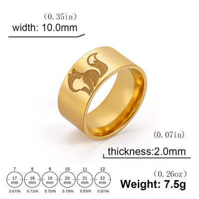 Skyrim Fox gredzens vīriešiem sievietēm, nerūsējošā tērauda 10 MM plati panku gredzeni, dzīvnieku gredzeni, 2023. gada moderns rotaslietas Valentīna dāvana Jaunums