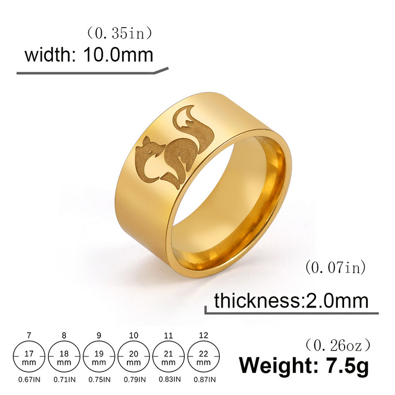 Skyrim Fox gredzens vīriešiem sievietēm, nerūsējošā tērauda 10 MM plati panku gredzeni, dzīvnieku gredzeni, 2023. gada moderns rotaslietas Valentīna dāvana Jaunums