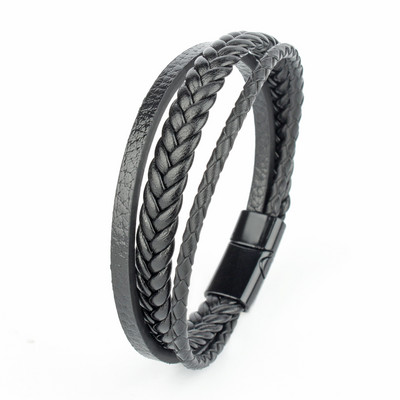 Trendikad nahast käevõrud meeste roostevabast terasest mitmekihilised punutud köiega käevõrud meestele käevõrud ehted Pulsera Hombre