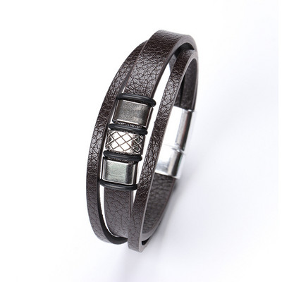 Trendikad nahast käevõrud meeste roostevabast terasest mitmekihilised punutud köiega käevõrud meestele käevõrud ehted Pulsera Hombre
