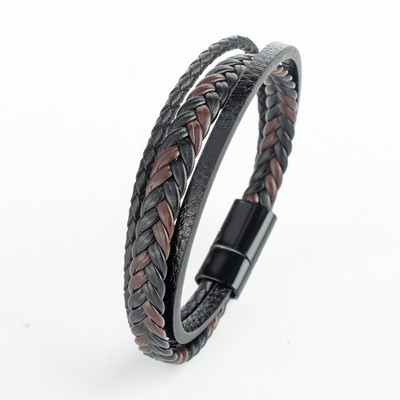 Trendikad nahast käevõrud meeste roostevabast terasest mitmekihilised punutud köiega käevõrud meestele käevõrud ehted Pulsera Hombre