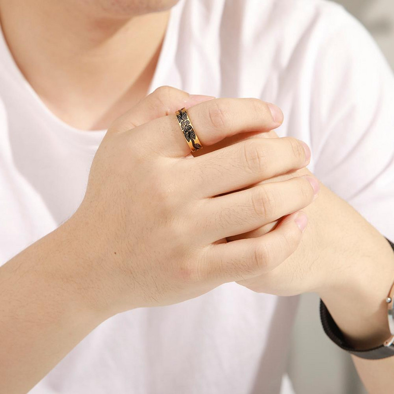 Skyrim gėlių svorio netekimo magnetinis žiedas iš nerūdijančio plieno aukso spalvos Sveikatos priežiūros terapija Lieknėjimo žiedai Papuošalai Dovana vyrams 2023 m.