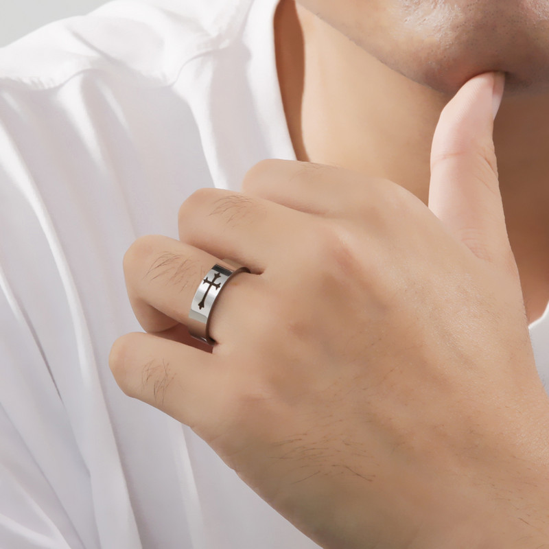 Skyrim nerūsējošā tērauda krusta gredzens vīriešiem sievietēm, kristiešu Jēzus Kristus, pāris gredzeni, rotaslietas dāvana mīļotājam vairumtirdzniecība