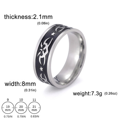Skyrim Prsten od nehrđajućeg čelika za muškarce Žene 8 mm široki geometrijski ležerni prstenovi za prste 2023 Modni nakit Vjenčani dar za ljubavnika