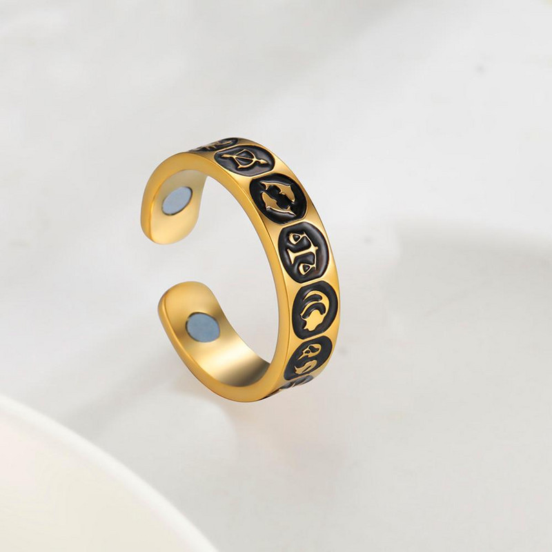 Skyrim Modni magnetski prsten za mršavljenje za muškarce Dvanaest sazviježđa od nehrđajućeg čelika Zdravstveni prstenovi za mršavljenje Nakit Poklon