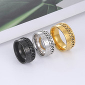 Δαχτυλίδι Skyrim Spinner Chain για άνδρες Πανκ Μαύρο Φυλαχτό Viking Norse Runes Δαχτυλίδι κοσμήματα από ανοξείδωτο ατσάλι Δώρο για φίλους εραστές