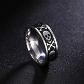 Skyrim Naujas gotikinis kaukolės žiedas vyrams, nerūdijančio plieno 8 mm plataus skeleto pirštų žiedai hiphop punk vakarėliui papuošalų dovanų didmeninė prekyba