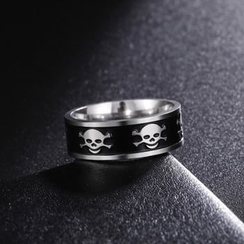 Skyrim New In Gothic Skull Ring Ανδρικά Δαχτυλίδι από ανοξείδωτο ατσάλι 8mm με φαρδύ σκελετό δαχτυλίδια Hiphop Punk Party Κοσμήματα Δώρο Χονδρική