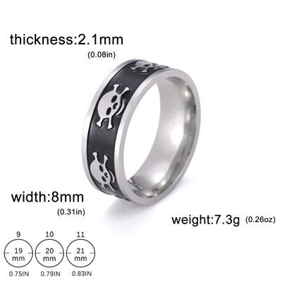 Skyrim Naujas gotikinis kaukolės žiedas vyrams, nerūdijančio plieno 8 mm plataus skeleto pirštų žiedai hiphop punk vakarėliui papuošalų dovanų didmeninė prekyba