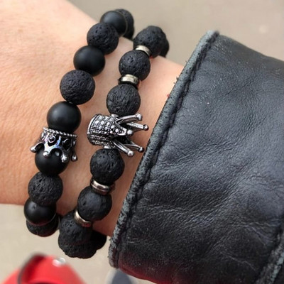 2tk/komplekt helmestega käevõru, meeste 8 mm laavatiigrisilm kivist helmeste võlu meeste käevõru komplektid ehted kingitus pulsera hombre